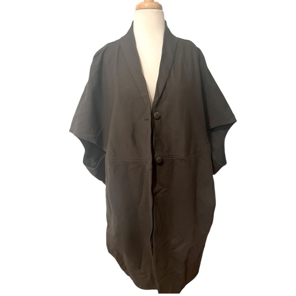 Marla Wynne Cocoon Dark Green Coat Cape Women Size Large - Picture 2 of 5